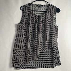 EUC ROZ & ALI Sleeveless Boho Geometric Layer Tank Top Blouse Retro Flowy Med